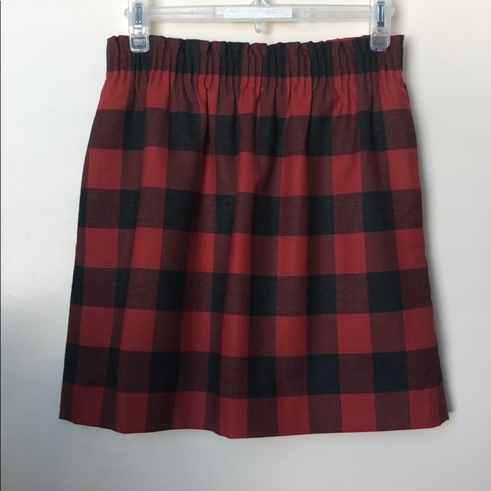 NWT JCrew red buffalo check mini skirt